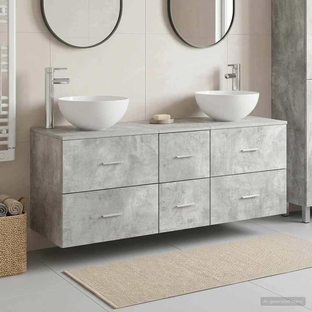 vidaXL Badeværelsesskabsæt 3 stk. Betongrå 49,5 x 41 x 64,5 cm