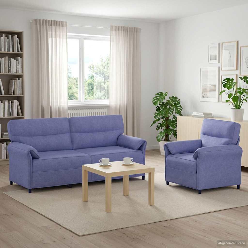 Sofa sæt 2 stk. i jeansblå stof - 2-personers sofa og lænestol