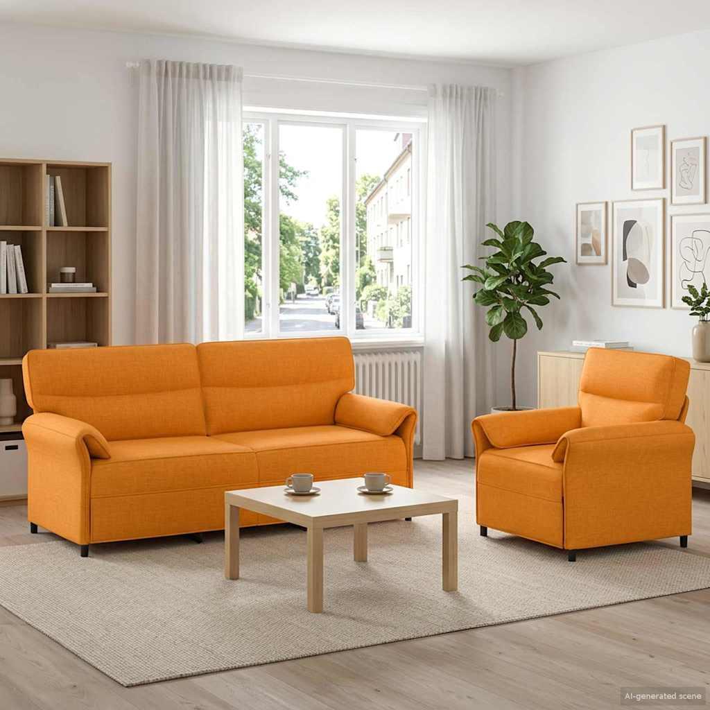 Sofasæt 2 stk. i mørk gul stof - 2- og 1-personers sofa