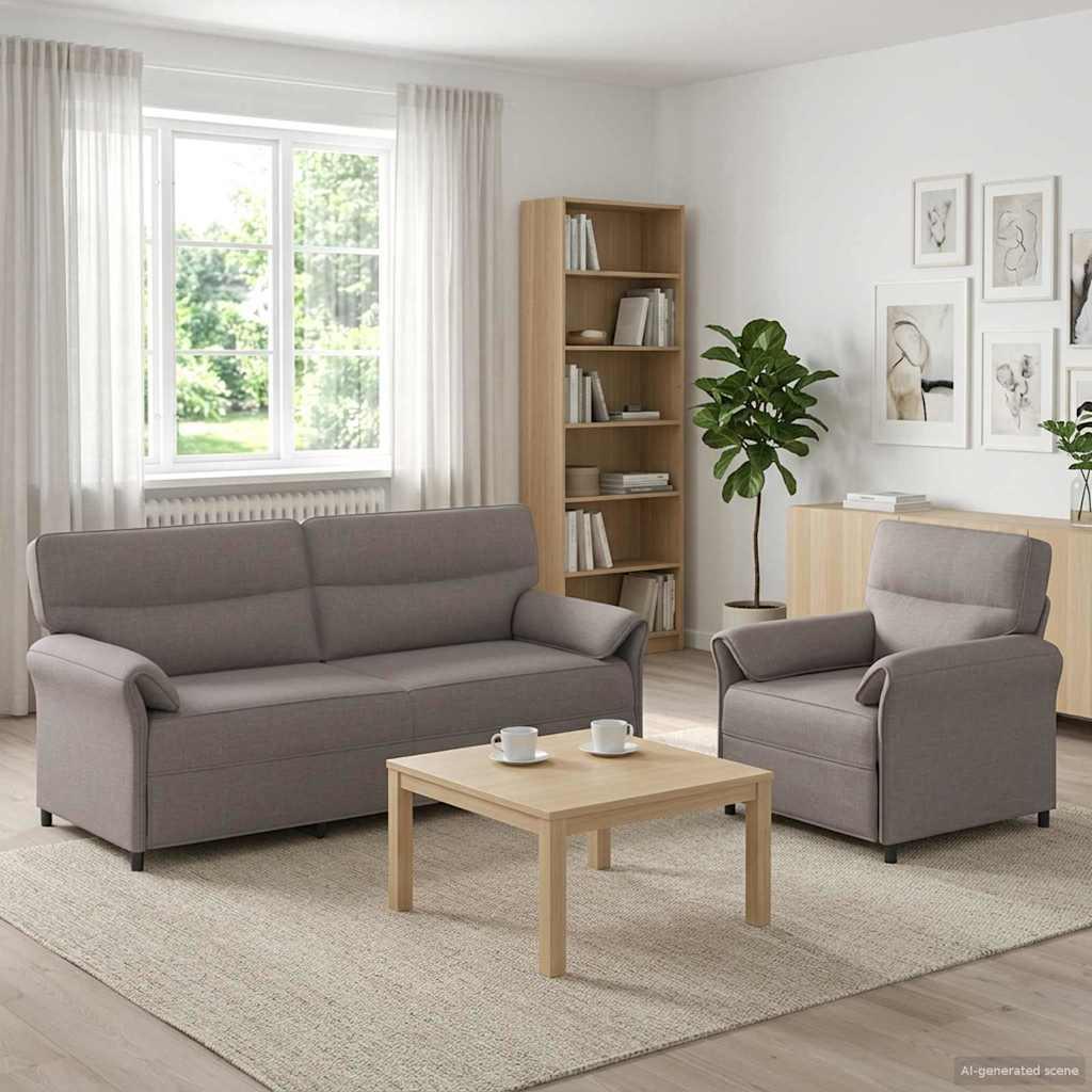 Sofa sæt 2 stk. gråbrun stof med 2-personers sofa og lænestol