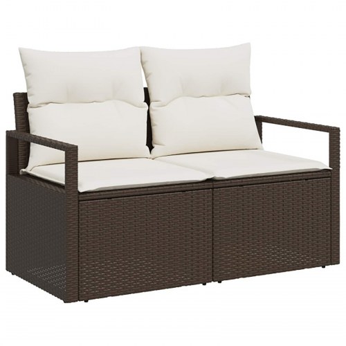 Sofa sæt 7 stk. i brun og cremehvid poly rattan og stål