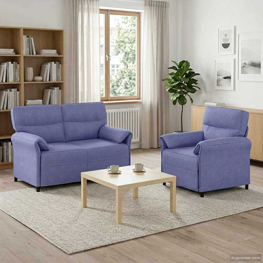 Sofa sæt 2 stk. i stof - jeans blå