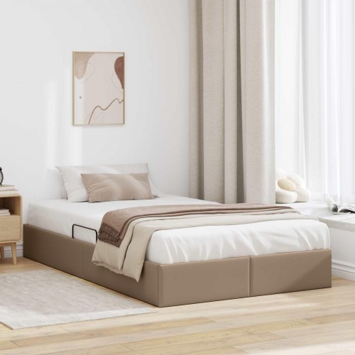 Ottoman sengestel med opbevaring 120 x 200 cm i cappuccino faux læder