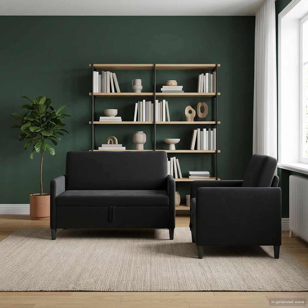 Sofasæt med opbevaring 2 stk. sort polyester