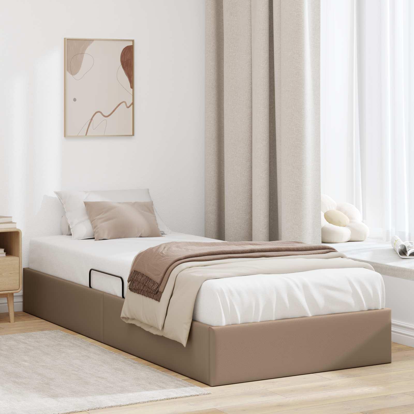Ottoman sengestel 90 x 190 cm i cappuccino faux læder