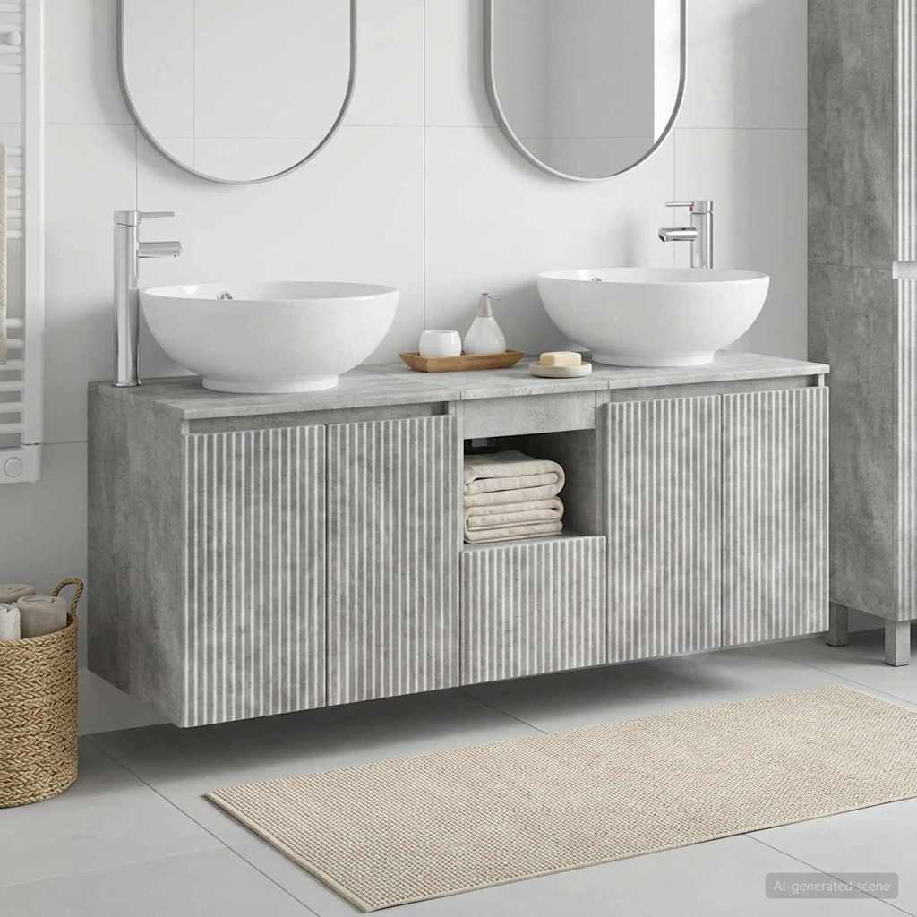 vidaXL Badeværelsesskabsæt 3 stk. Betongrå 49,5 x 44,5 x 65 cm