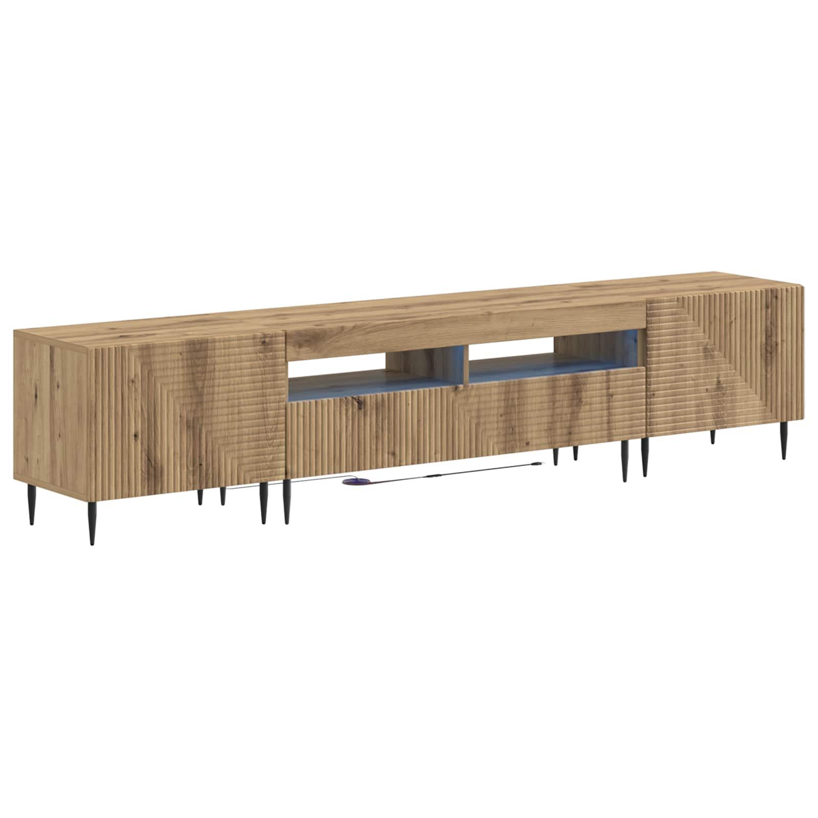 3-delt LED TV-bord i artisan-eg af konstrueret træ
