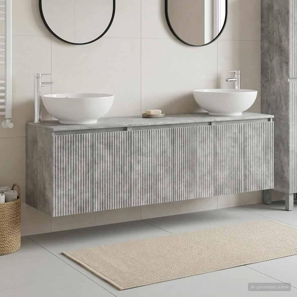 vidaXL Badeværelsesskabsæt 3 stk. Betongrå 49,5 x 44,5 x 65 cm