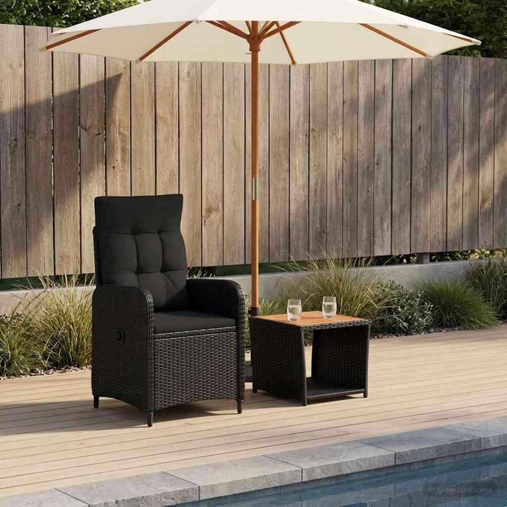 Have lounge sæt 2 stk. sort i PE rattan og pulverlakeret stål