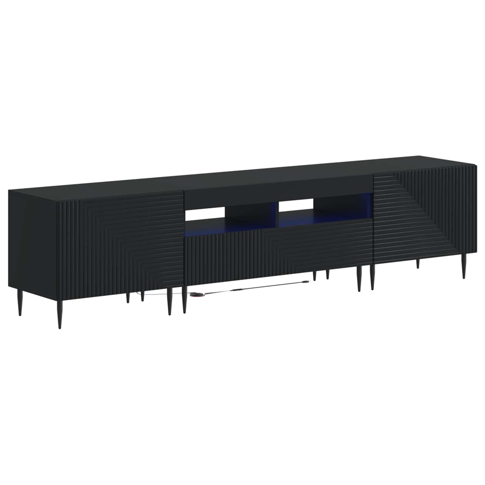 vidaXL 3-delt LED TV Skab Sort Konstrueret træ