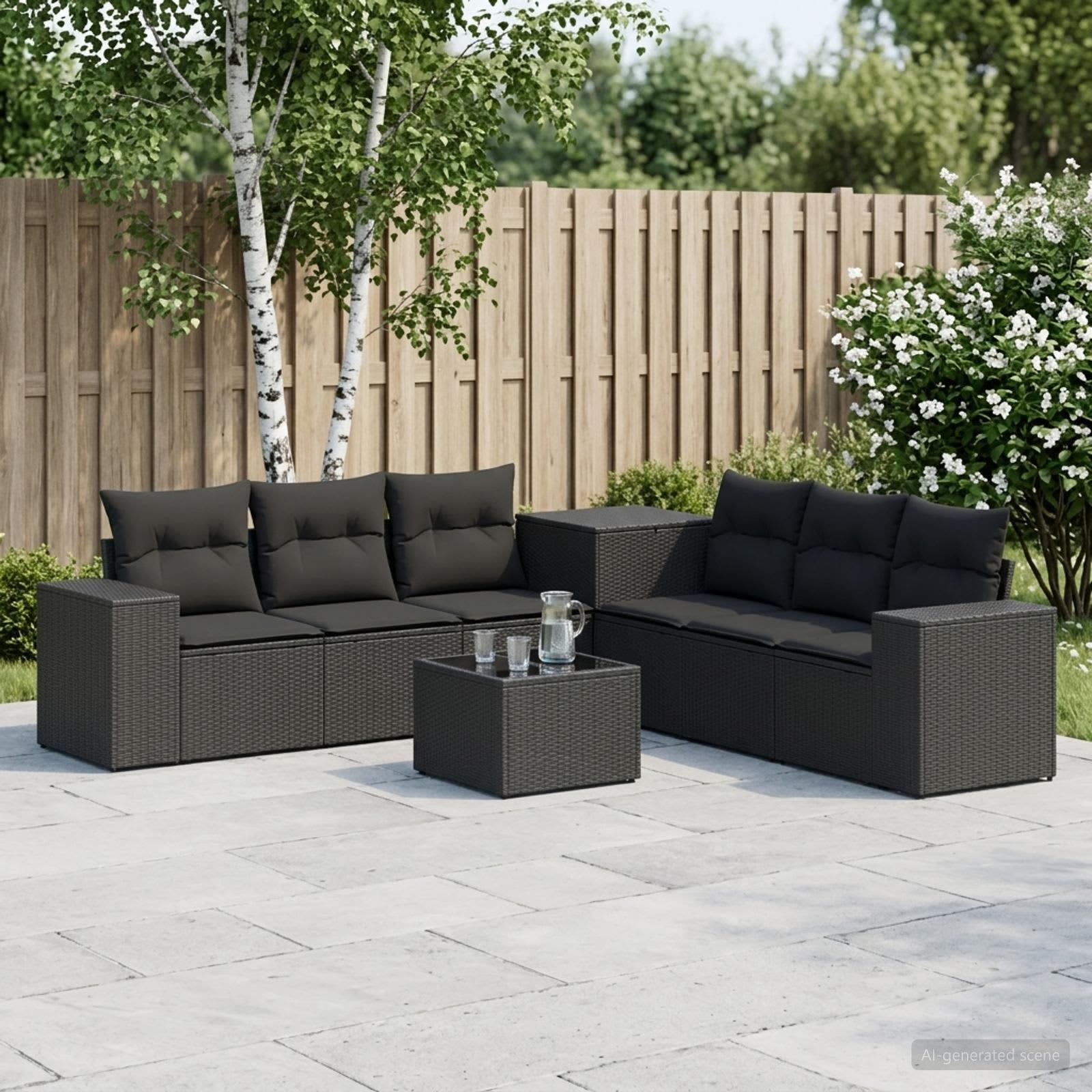 vidaXL Sofa Sæt 8 stk. Sort Poly Rattan og Stål