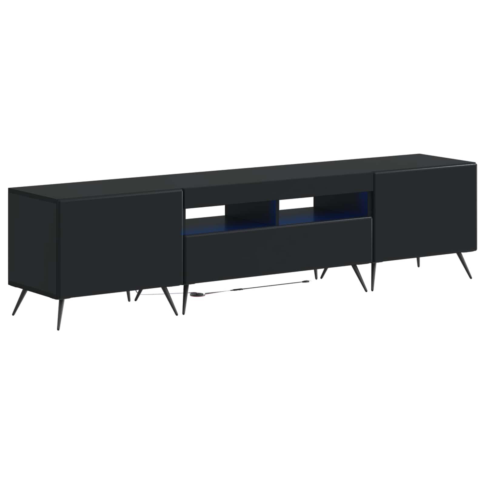 vidaXL LED TV-skab BREDA 3 stk. Sort Konstrueret træ