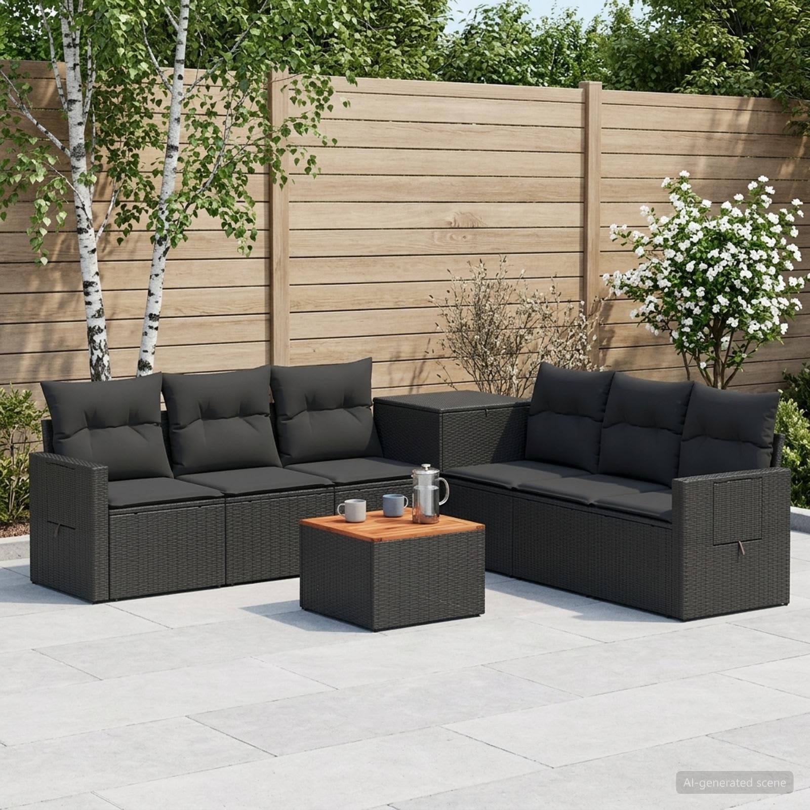 vidaXL Sofa Sæt 8 stk. Sort Poly Rattan og Stål