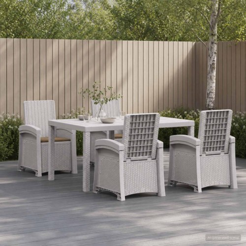Have spisebordssæt 5 dele i hvid og gråbrun PP
