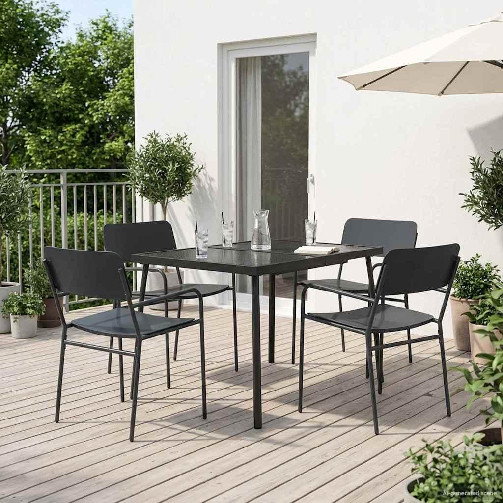 Spisestuesæt 5 dele til have og terrasse i stål - antracit