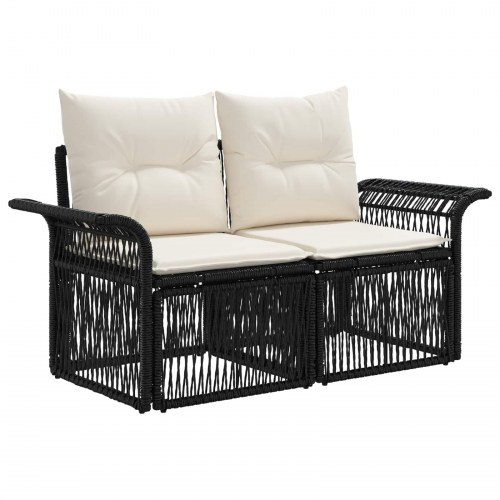Havesofa sæt 6 stk. i sort polyrattan med bord