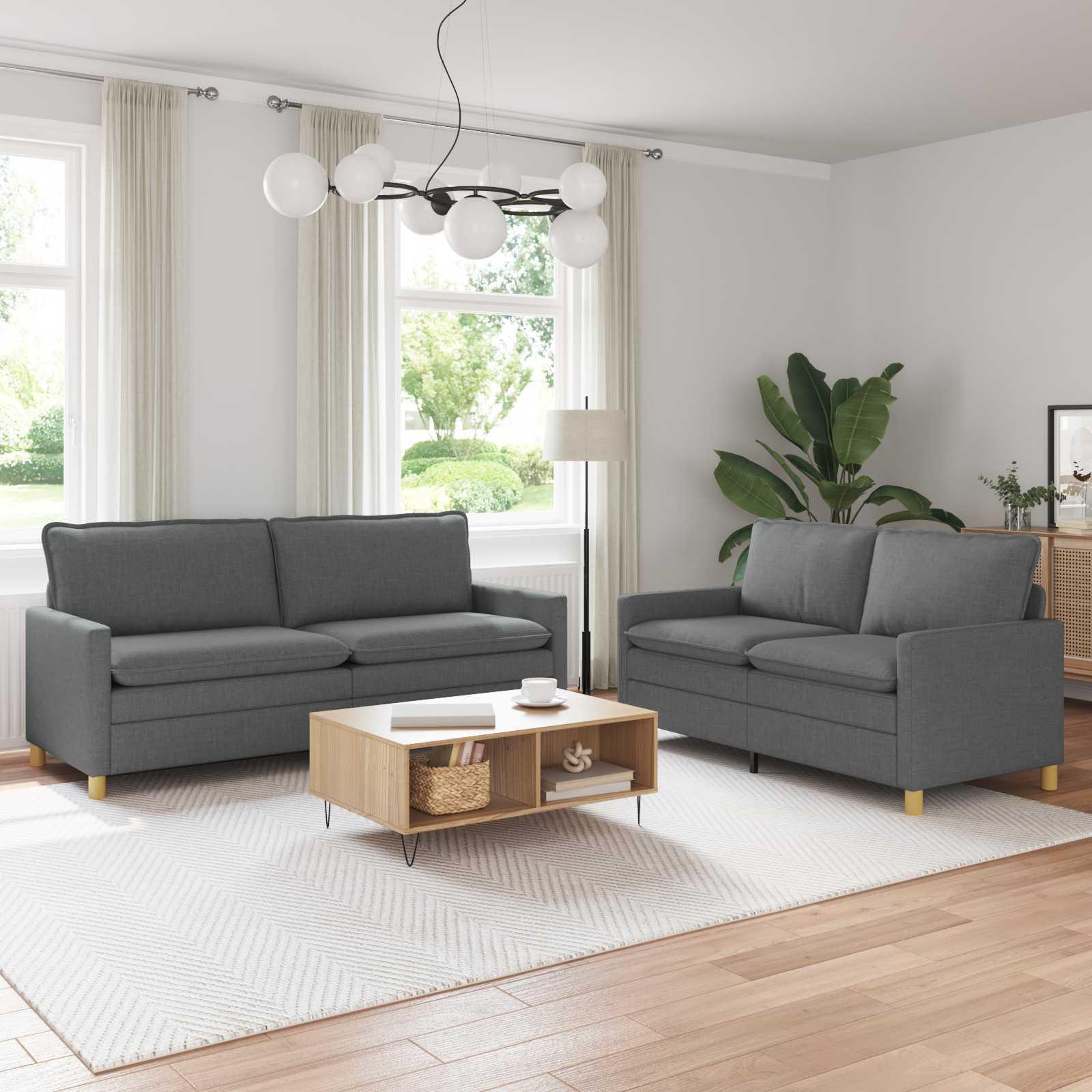 Sofasæt 2 stk. i mørkegrå stof