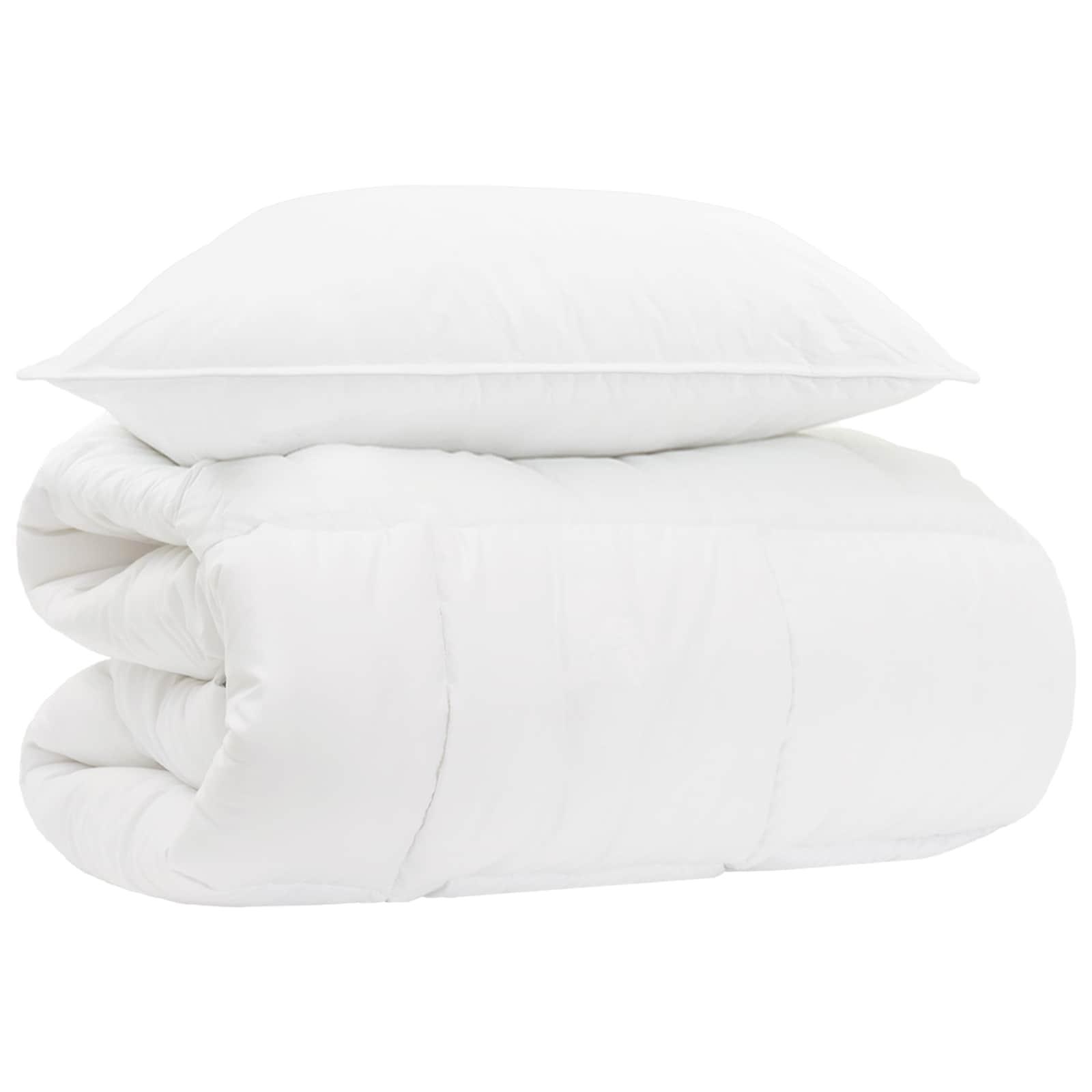 Dyne- og pudesæt 2 stk. hvid bambusfiber 137 x 200 cm