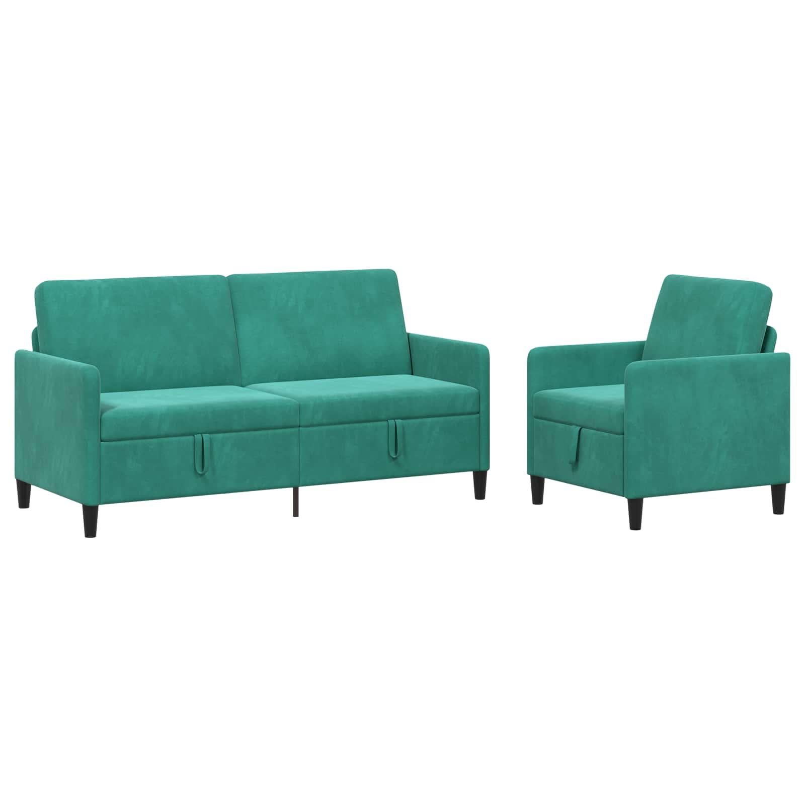 Sofasæt med opbevaring 2 stk. i turkis polyester