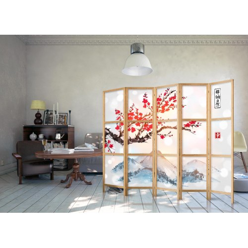 Japansk skærmvæg Fuji Mountain II rumdeler 225 x 172 cm (OUTLET A)