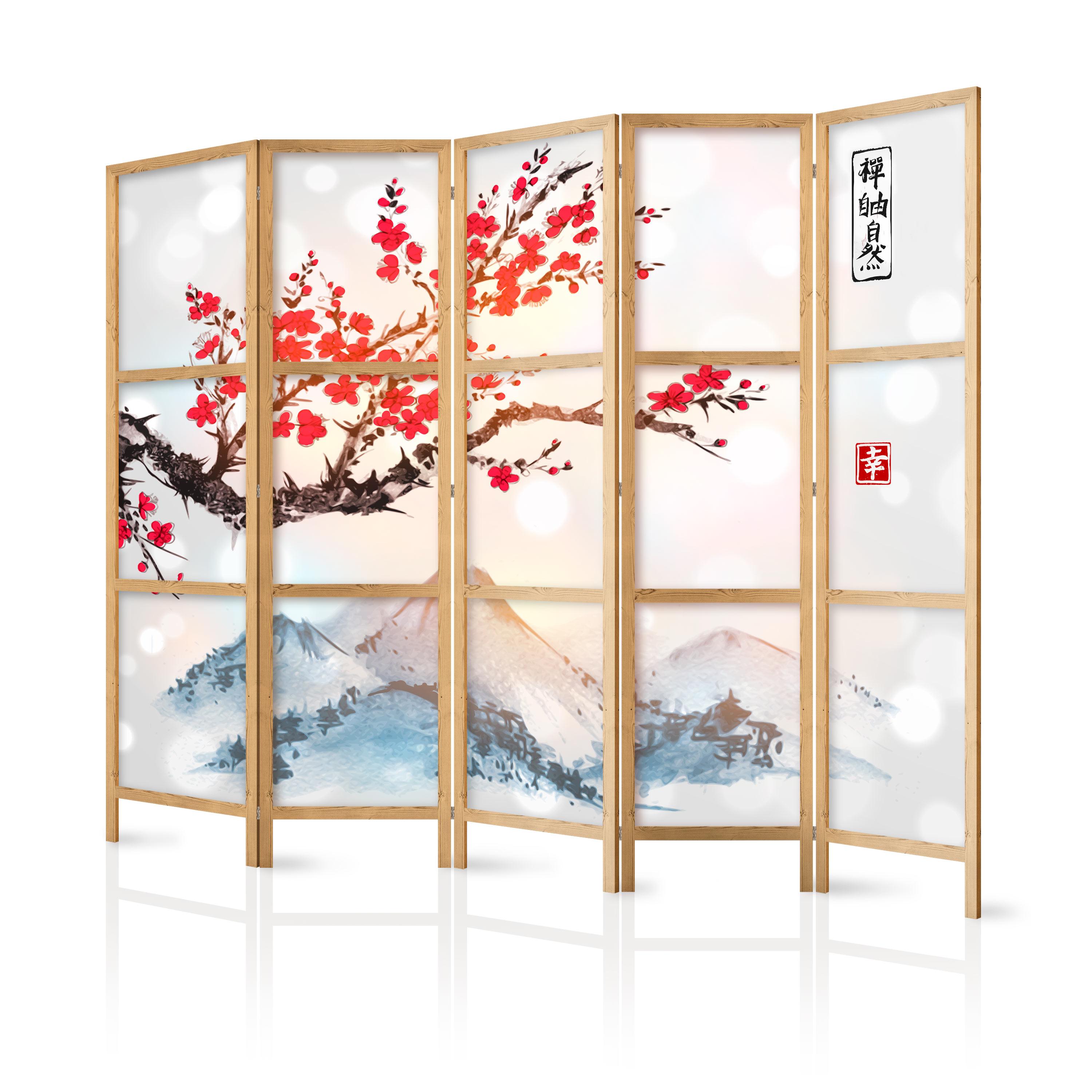 Japansk skærmvæg Fuji Mountain II rumdeler 225 x 172 cm