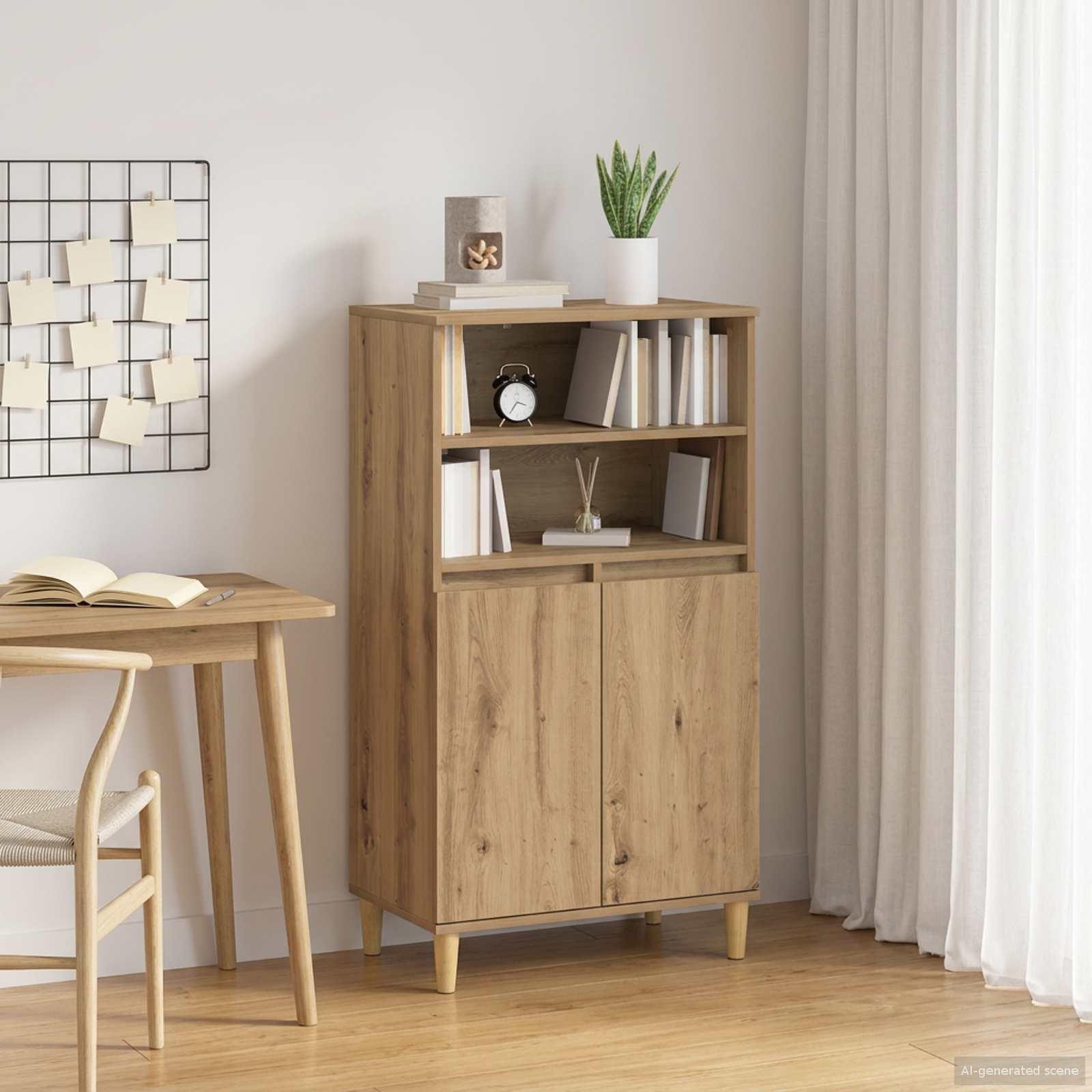 Highboard i artisan-eg 60 x 36 x 110 cm - højskab i konstrueret træ