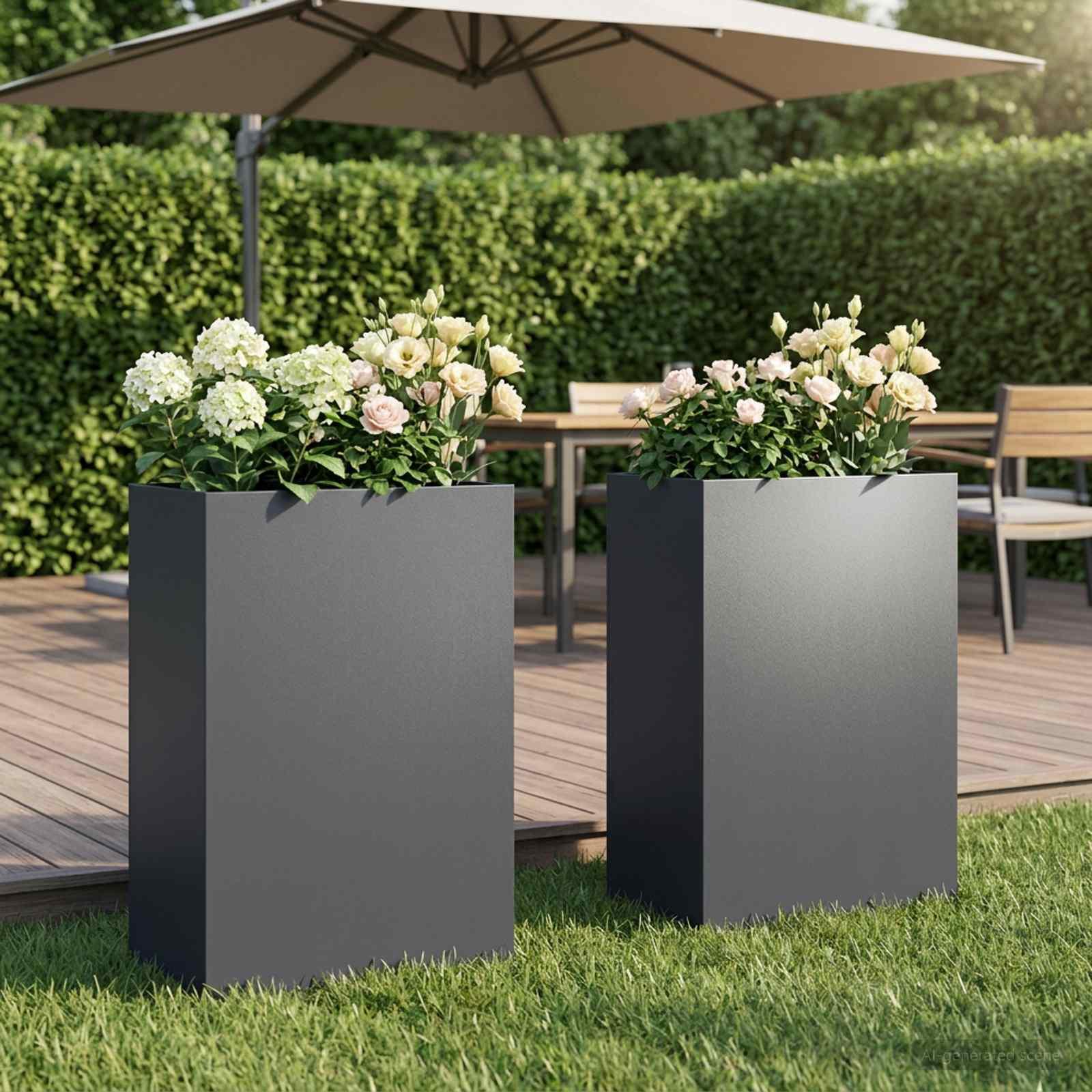 Blomsterkrukke 2 stk. antracit 50 x 30 x 75 cm
