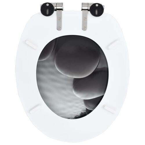 Toiletsæder 2 stk. med soft close-låg MDF stendesign