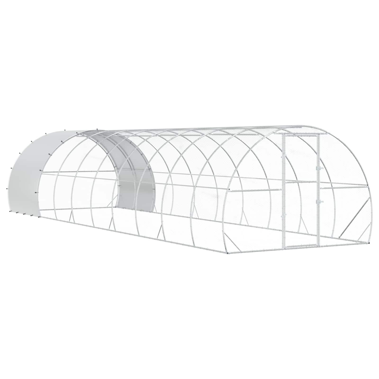 Kyllingehus hønsegård 1000 x 300 x 200 cm i galvaniseret stål sølv