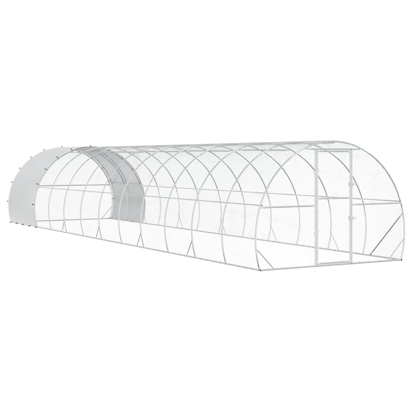 Kyllingehus 1200 x 300 x 200 cm i galvaniseret stål - sølv