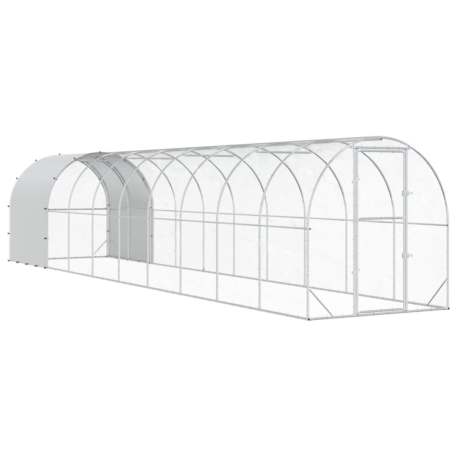 Kyllingehus hønsegård 1000 x 200 x 200 cm i galvaniseret stål sølv