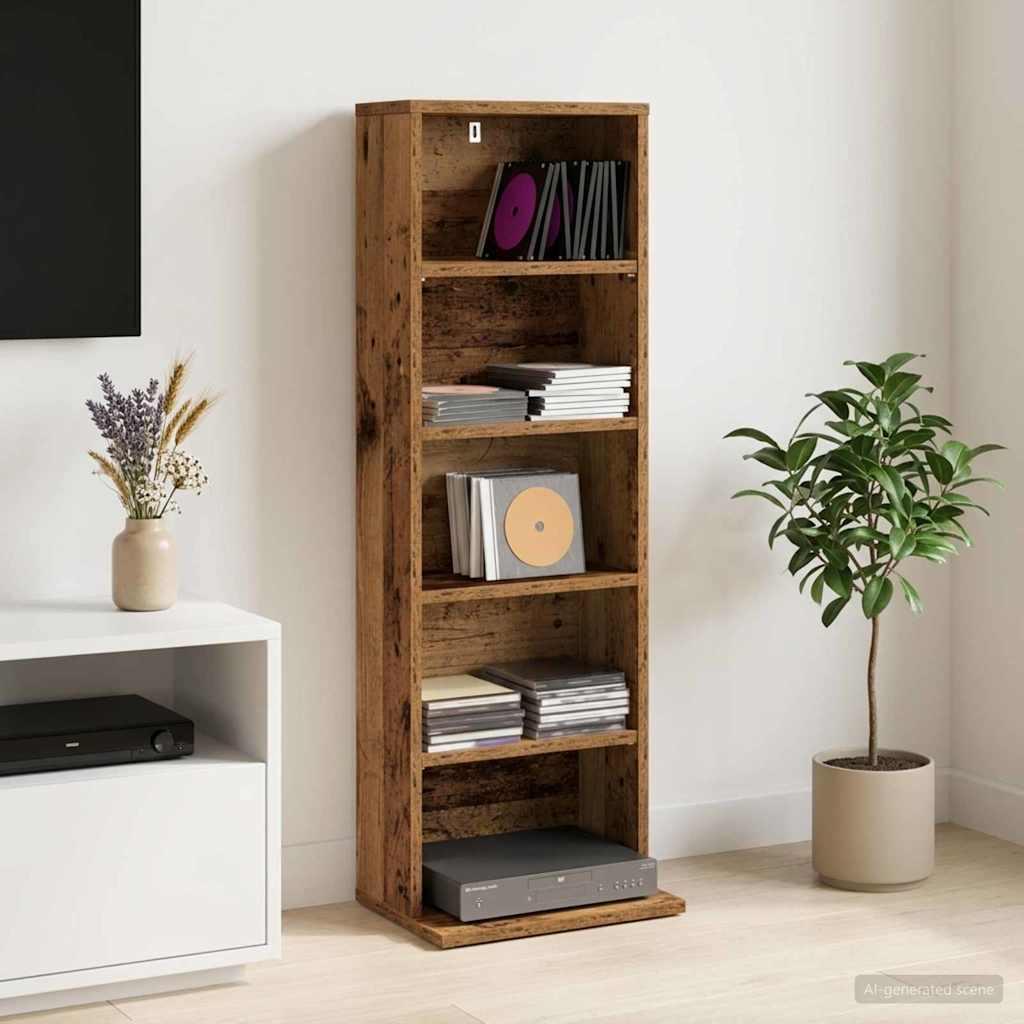 CD skab i gammelt træ 33 x 23,5 x 97,5 cm i konstrueret træ