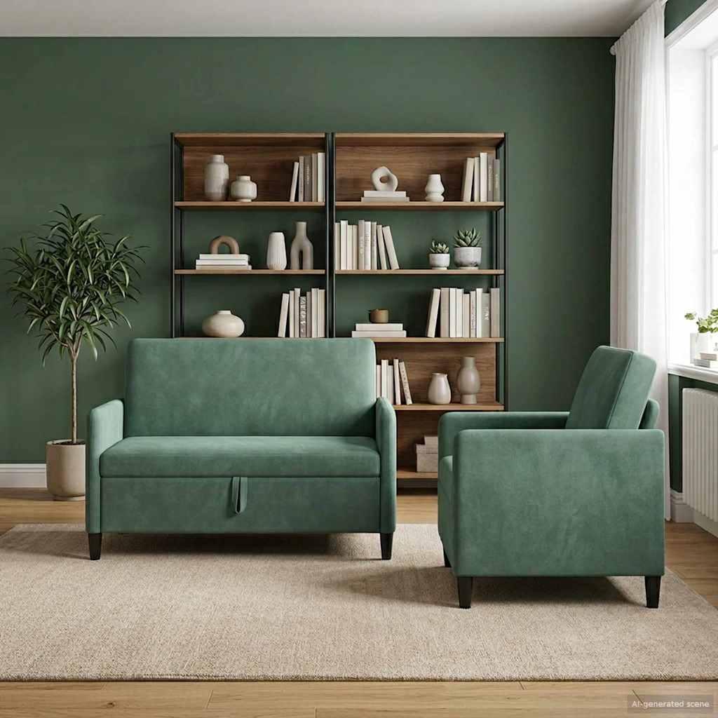 vidaXL Sofa sæt med opbevaring 2 stk. Havgrøn Polyester