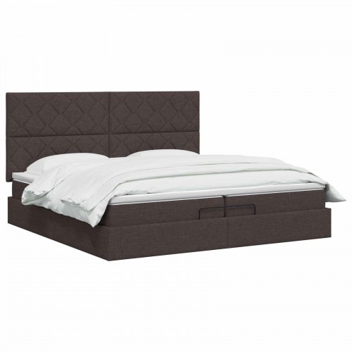 Ottoman seng med madras 200 x 200 cm i mørk brun stof
