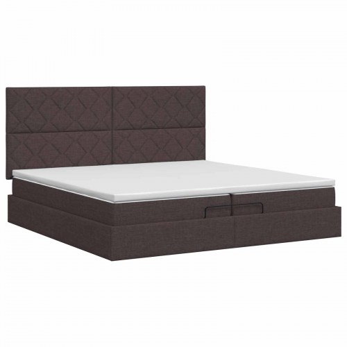 Ottoman seng med madras 200 x 200 cm i mørk brun stof
