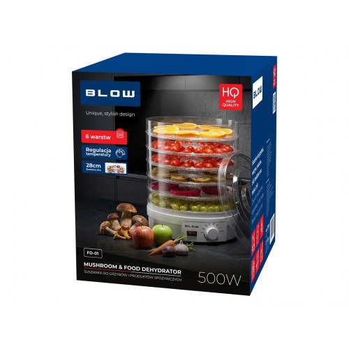 BLOW FD-01 maddører 500 W med 6 niveauer og temperaturregulering - hvid
