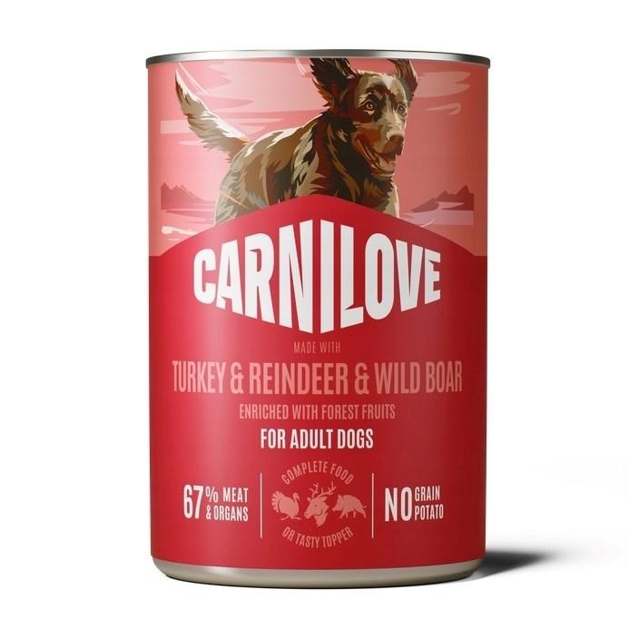 CARNILOVE vådfoder til hund med kalkun, rensdyr og vildsvin 400 g