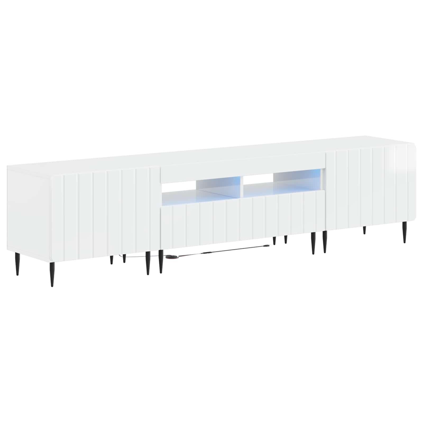 vidaXL 5-delt LED TV-skab Hvid højglans Konstrueret træ