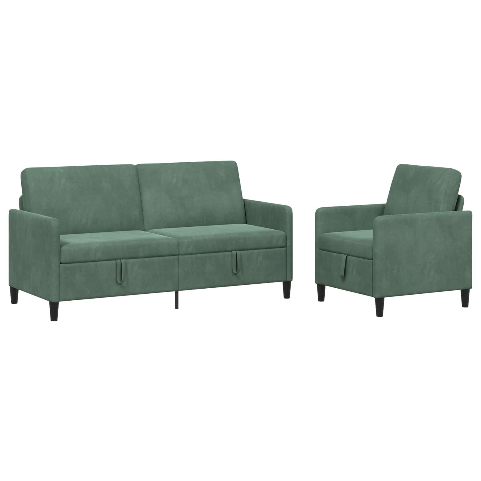 vidaXL Sofa sæt med opbevaring 2 stk. Havgrøn Polyester