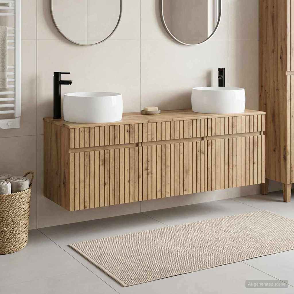 vidaXL Badeværelsesskabsæt 3 stk. Artisan-eg 49 x 44,5 x 66 cm