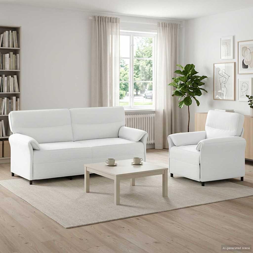 Sofa sæt 2 stk. i hvidt stof med 2- og 1-personers sofa