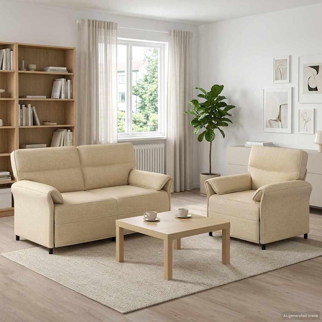 Sofa sæt 2 stk. i cremefarvet stof