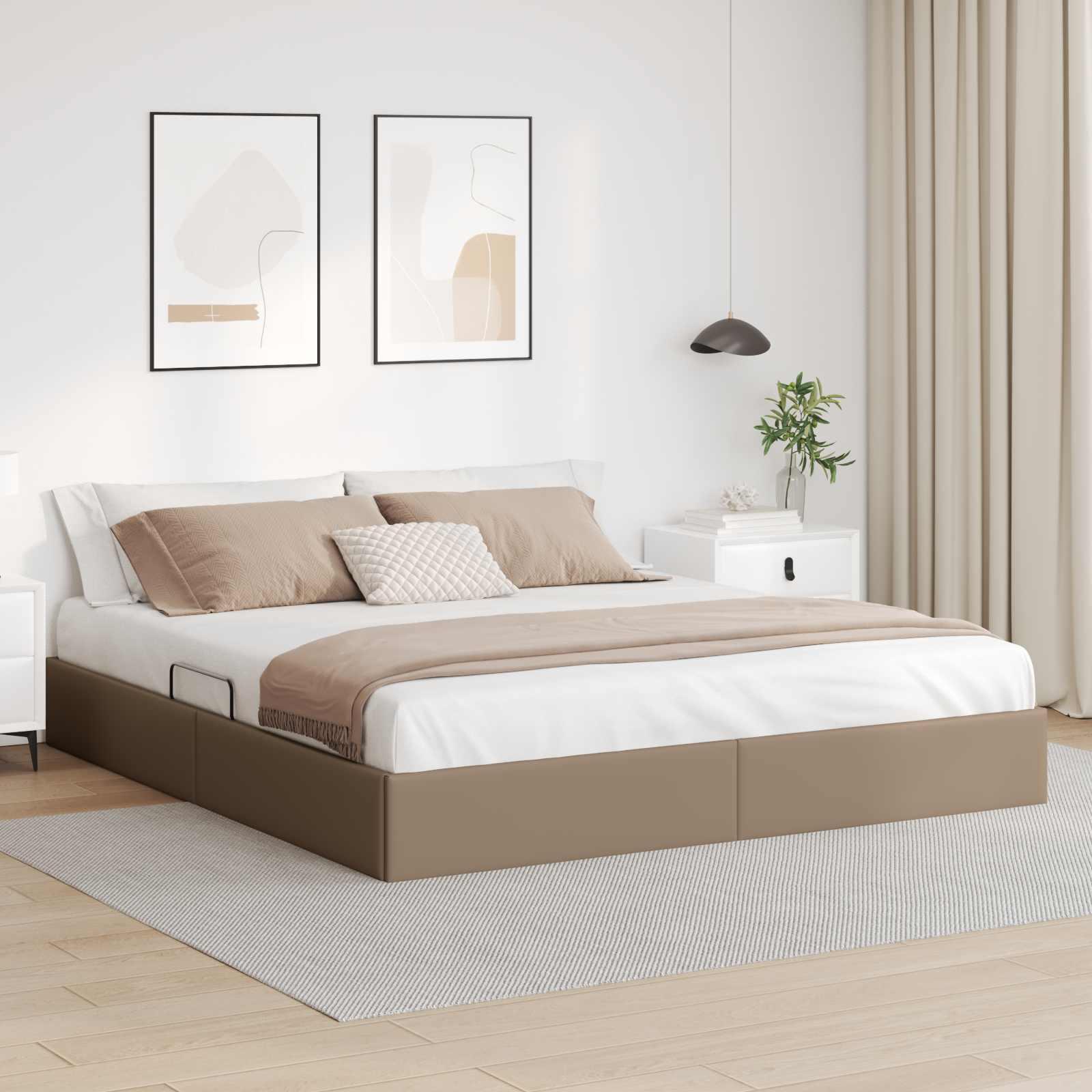Ottoman sengestel 180 x 200 cm i cappuccino kunstlæder med opbevaring