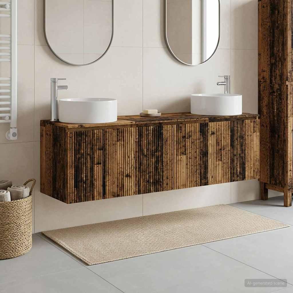 vidaXL Badeværelsesskabsæt 3 stk. Gammelt træ 161,5 x 44,5 x 80 cm