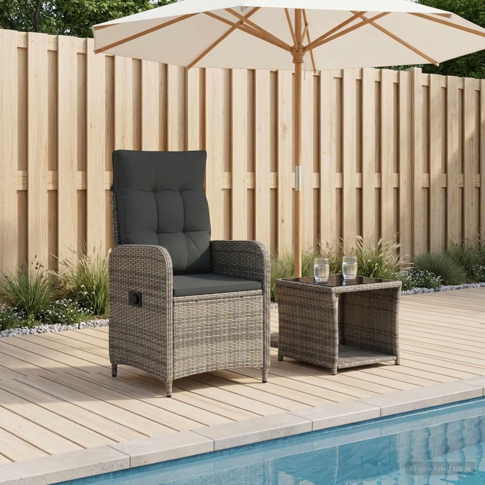 vidaXL Have lounge sæt 2 stk. Grå og Mørkegrå Poly Rattan og Glas