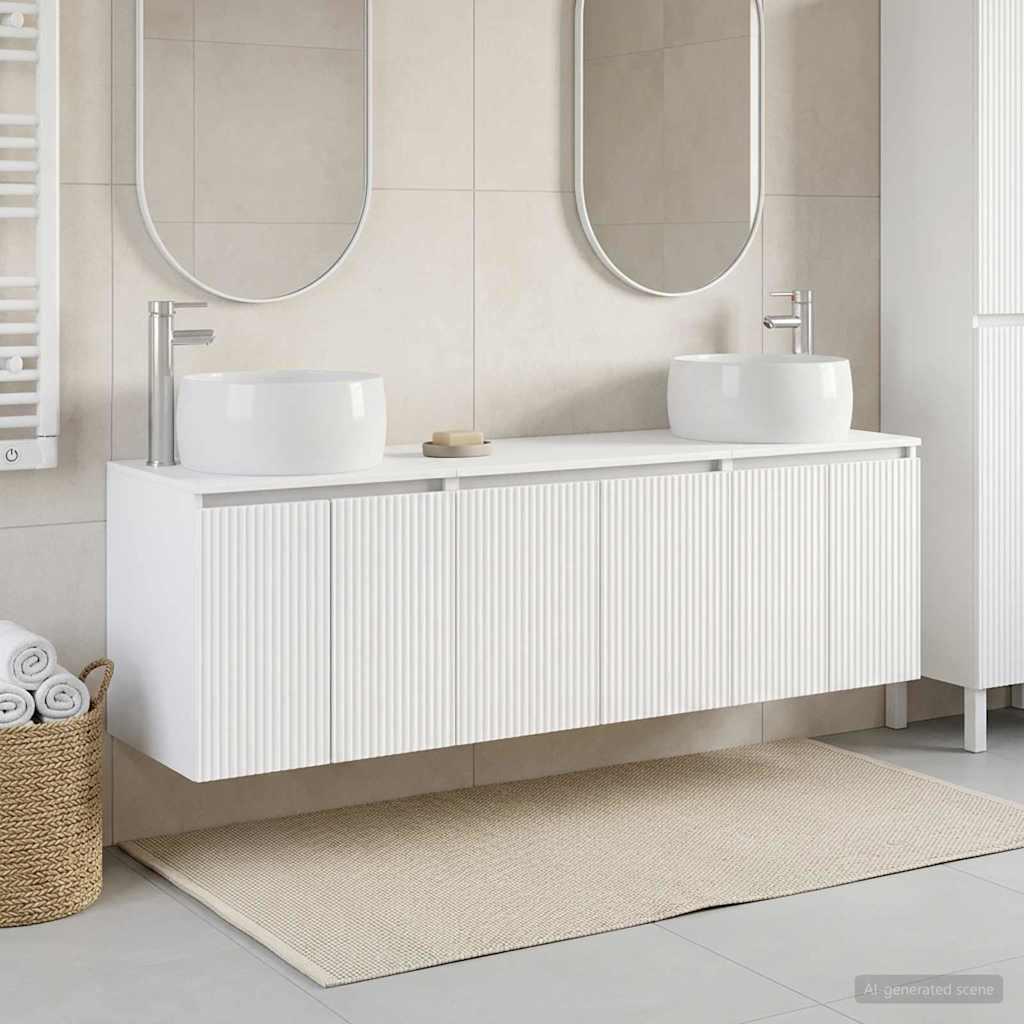 vidaXL Badeværelsesskabsæt 3 stk. Hvid 49,5 x 44,5 x 66 cm