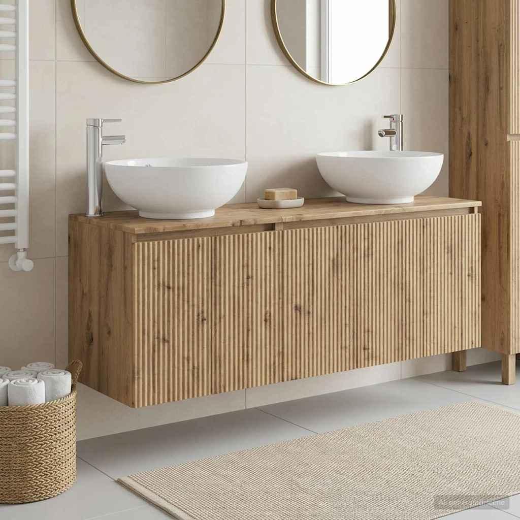 vidaXL Badeværelsesskabsæt 3 stk. Artisan-eg 49,5 x 44,5 x 65 cm