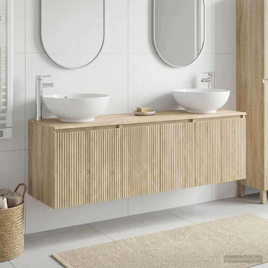 vidaXL Badeværelsesskabsæt 3 stk. Sonoma-eg 49,5 x 44,5 x 65 cm