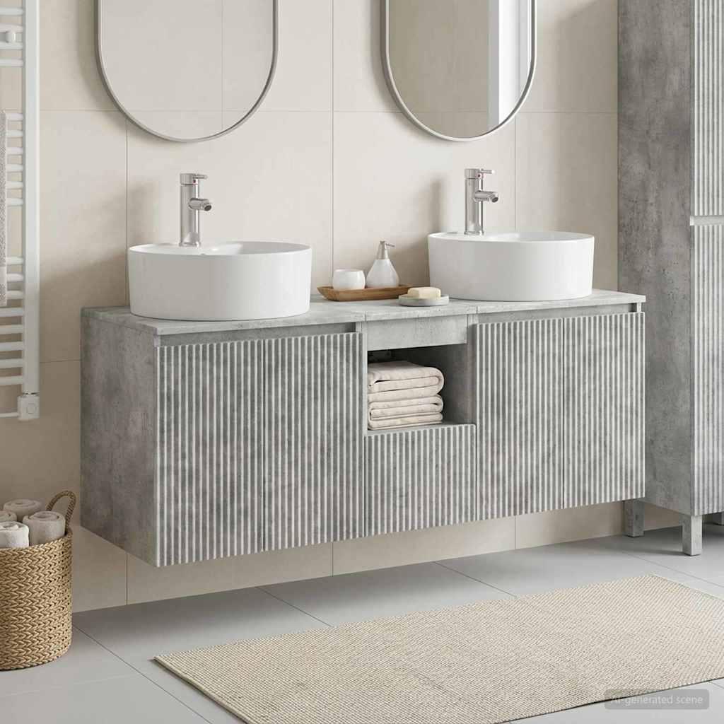 vidaXL Badeværelsesskabsæt 3 stk. Betongrå 49,5 x 44,5 x 65 cm