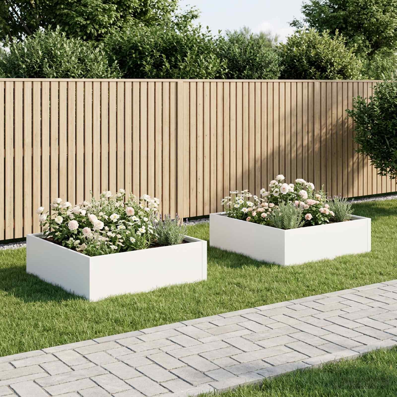 Blomsterkrukke 2 stk. hvid 100 x 100 x 30 cm